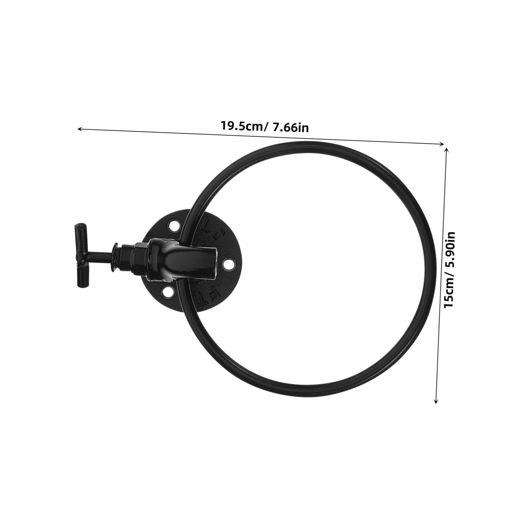 Anello Portasciugamani da Parete in Ferro Nero Tondo | Fissaggio Verticale o Orizzontale, Finitura Vintage Rustica, per Bagno e Cucina