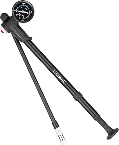 Bomba de choque de alta presión - (300 PSI máximo) Bomba de choque de bicicleta MTB para horquilla y suspensión trasera con válvula Schrader sin