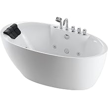 Empava 67" Freestanding Whirlpool Jetted Boat Shaped Bathtub, 7 Jets, ETL