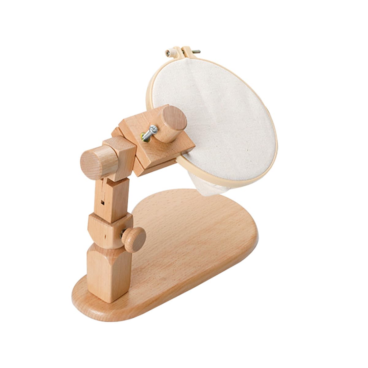 NOLITOY Soporte de Bordado de Mesa Ajustable de Madera de Haya, Bastidor Giratorio para Punto de Cruz, Kit de Marco de Regazo de 20 Cm para Manualidades y Costura Hogar