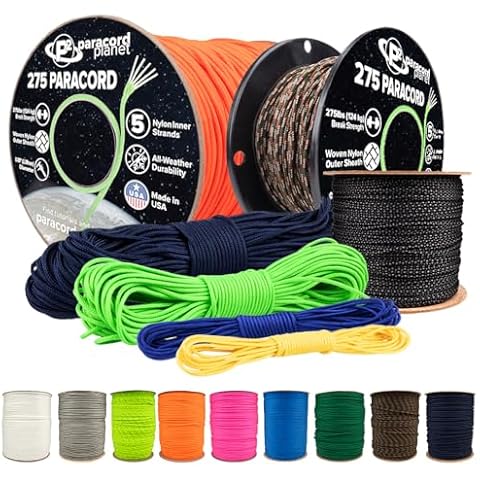 PARACORD PLANET Tactical 5-Strand Nylon Core 275-LB Tensile Strength Paracord Rope 3/32 Inch (2.38mm Diameter) (Black, 100 Feet) Cover