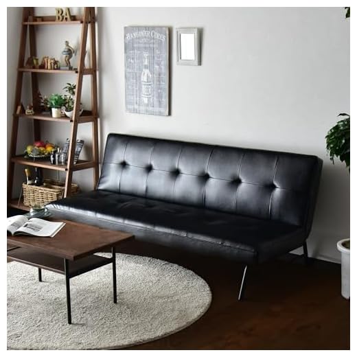 Cスタイル ソファー ソファーベッド 3人掛け シングル 合成皮革 コンパクト ブラック 脚付き モダン レトロ おしゃれ cs-1130BK (ブラック)