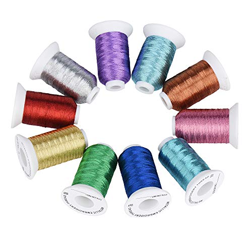 Simthread 10 Essential Colors Metallic Embroidery Machine Thread Kit 500M(550Y) For Computerized Embroidery And Decorative Sewing - Essential 1 #TOP2