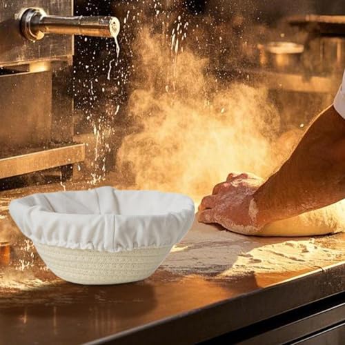 Cesta de masa agria tejida a mano con forro de algodón 4