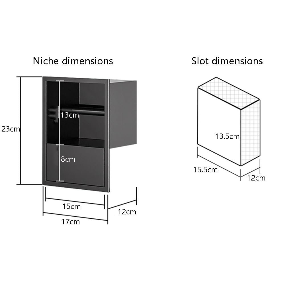 Nicchia doccia in acciaio inox con ripiano rimovibile, organizer da bagno integrato per articoli da toeletta, scaffale portaoggetti a parete, 17 x 23 x 12 cm