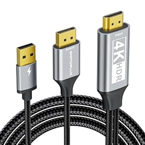 Active HDMI to DisplayPort Cable,（4K@60Hz,1080P@120Hz） 6FT Uni-Directional HDMI (Source) to DP (Display) Braided Cord Compatible with PC,Laptop,AMD,NVIDIA,PS5,Xbox