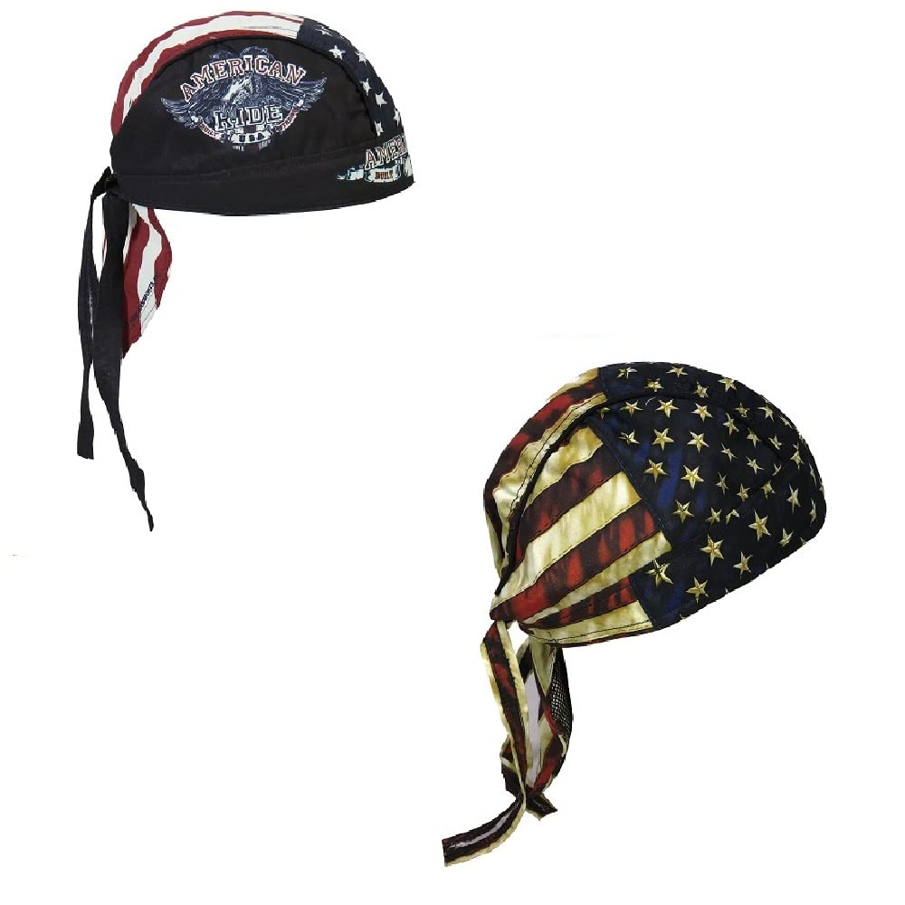 Lot or Set of 2 USA American Flag with Eagle and Distressed Faded Old Glory Stars and Stripes