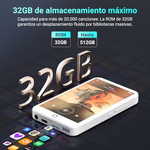 Reproductor MP3 Android 13 MP4 Player táctil con Play Store WiFi y Bluetooth Fanvace 7