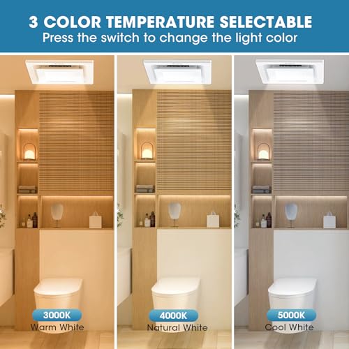 Image of Bathroom Exhaust Fan with Light, 1.0 Sones Ultra Quiet