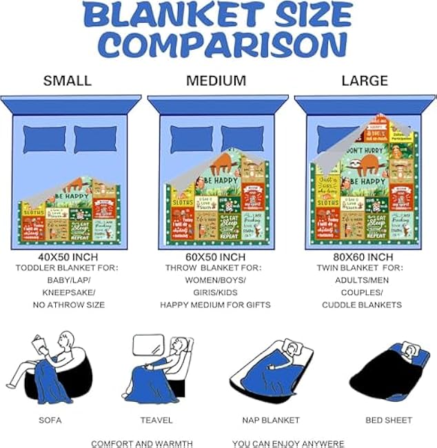 Sloth Blanket Gifts for Women,Cute Sloths Stuff Throw Blankets Best Christmas Birthday Gifts for Animal Lovers Girl Adults Kids 50x40