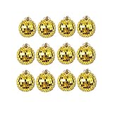 12 Pack Mirror Disco Hanging Ball Ornaments,Hanging Ball for Party or DJ Light Effect,Home Decorations,Stage Props,Christmas Tree Wedding Birthday Party Accessories (2 Inch,Gold)