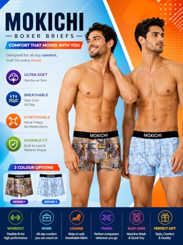 Image of Men's Printed Trunks, Pack of 2 | Abstract Geometric Design | Stretchable Elastic Waistband | Comfortable Regular Fit Underwear