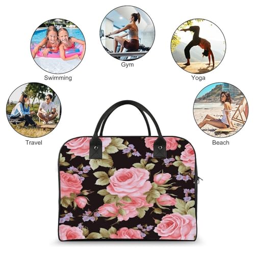 Bolso tote rosa con cierre y correa ajustable para laptop miniatura 4