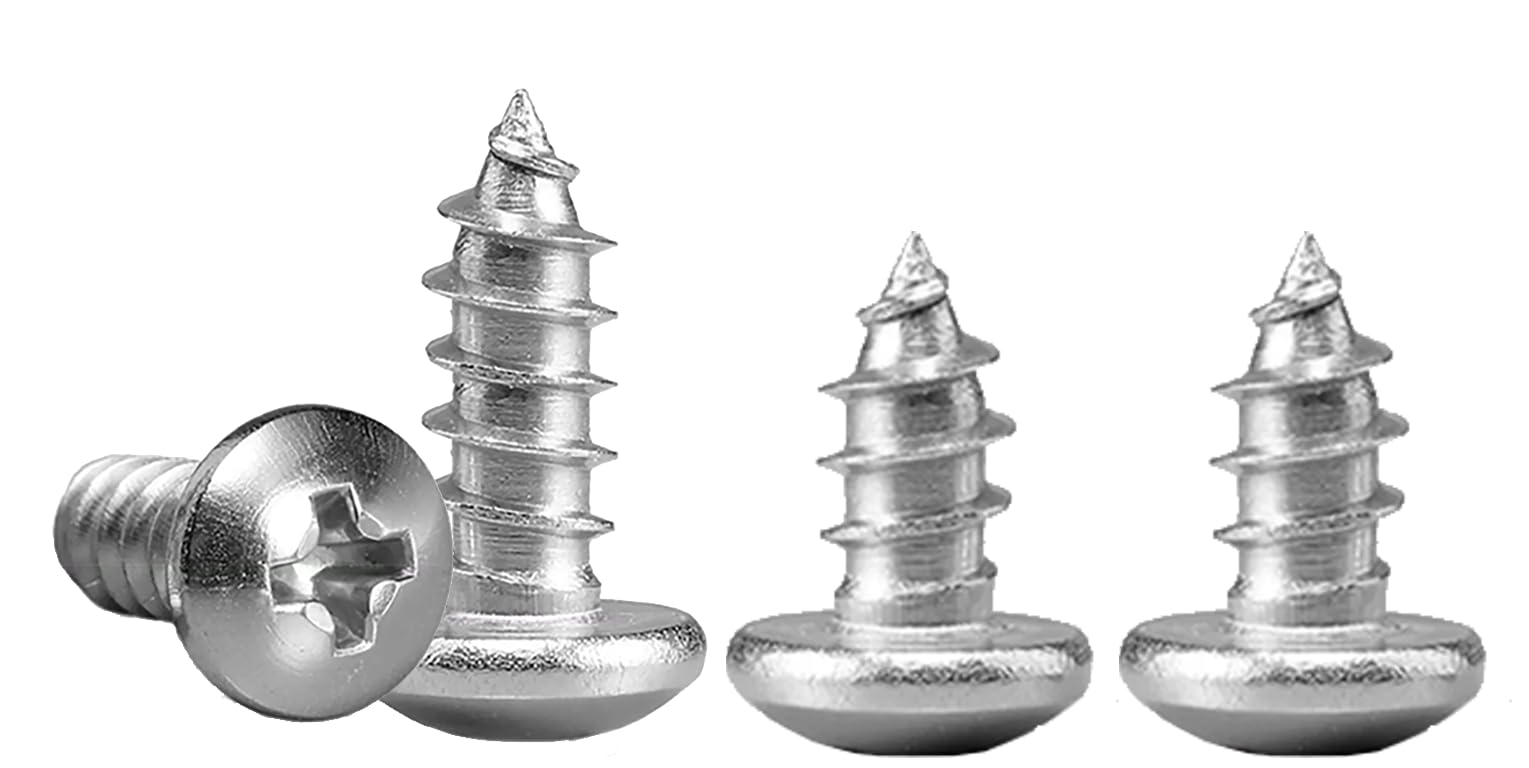 M4x10mm Phillips Pan Head Wood Screws 304 Stainless Steel Self-Tapping Screws for Wood/Sheet-Metal/Plasterboard Full Thread (100pcs)
