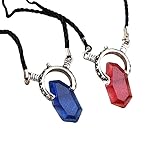 HUNGARIEL Trendy Dmc Devil Maycry 5 Dante Pendant Necklace Red Blue Gem Cosplay Necklaces Long Rope Chain Vintage Gifts For Women Men Fashion Accessories Creative Gift JS542
