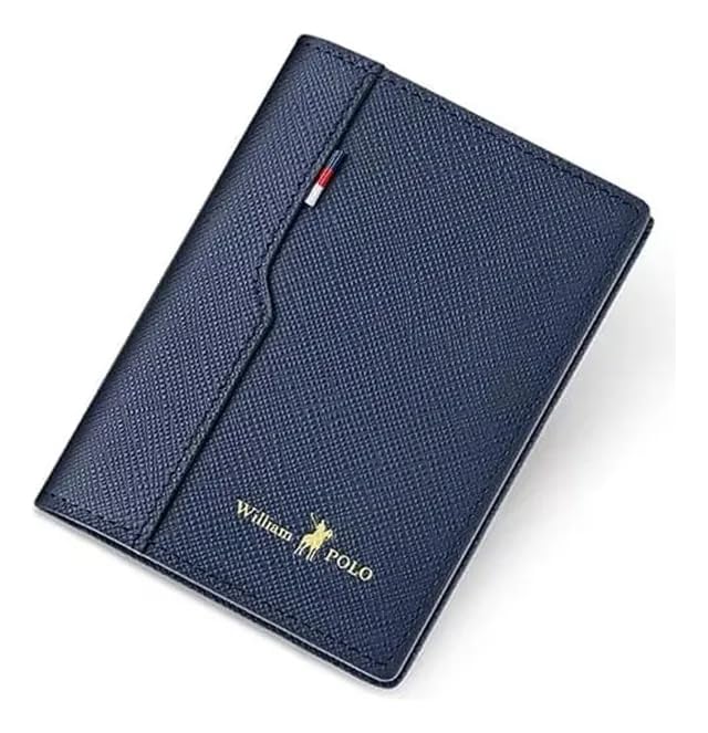Carteira Masculina William Polo Couro Genuíno (Azul Marinho)