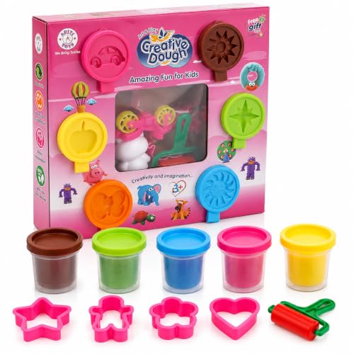 Image of Chanak Clay Dough for Kids, Modelling Clay Set with 6 Color Dough Tubs (30g Each), 1 Roller, 3 Shape Cutters & 2 Toys, DIY Craft Activity, Taste-Safe, BIS Approved Creative Play Set