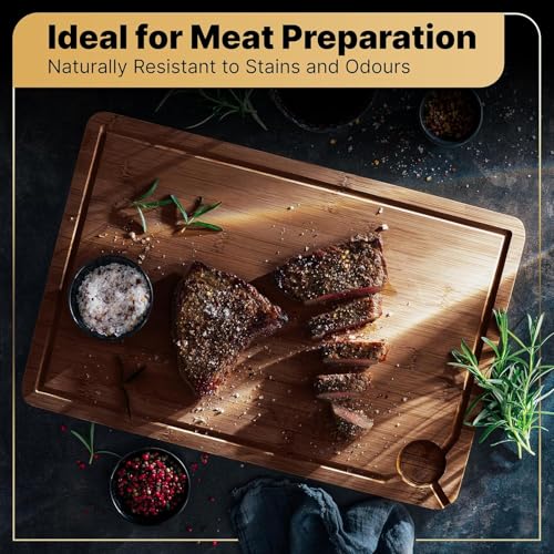 Deer & Oak X-Large Carbonised Cutting Board 44x30x2cm, Pre-Oiled Wooden Bamboo Chopping Board for Carving Meat, Fish, Vegetables, Fruits, Cheese, Bread - Image 6