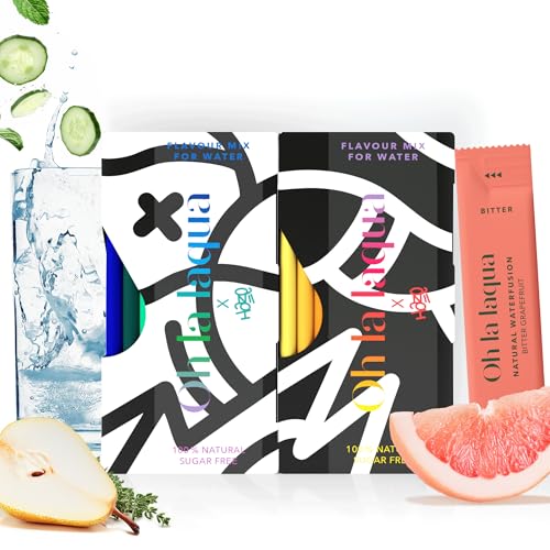 Oh la laqua - Flavour Mix - 20 Flavours - Für Wasser mit sanftem Geschmack - Ohne Zucker - Ohne Süßstoff - Für 10l Infused Water - 100% Natürlich