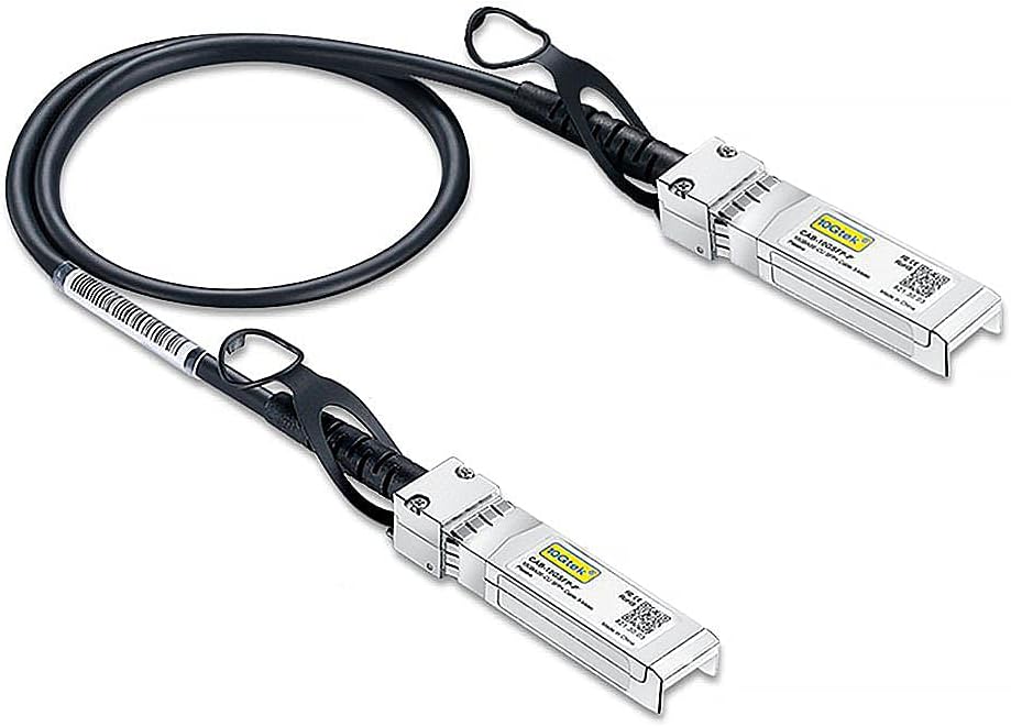 10Gtek 10G SFP+ DAC Cable - 10GBASE-CU Passive Direct Attach Copper Twinax SFP Cable for Cisco SFP-H10GB-CU0.3M, Meraki MA-CBL-TA-0.3M, Fortinet, Ubiquiti UniFi, D-Link, 0.3-Meter(1ft)