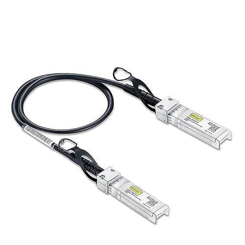 10Gtek Cable 10G SFP+ DAC – 10GBASE-CU Cable de cobre de conexión directa pasiva Twinax SFP para Cisco SFP-H10GB-CU0.3M, Meraki MA-CBL-TA-0.3M,