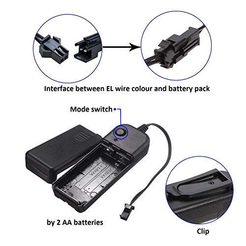 M.best El Wire Neon Light With Battery Pack For Indoors Outdoors, Halloween, Chrismas, Wedding,Party Decoration (15Ft/5M, Purple) #TOP2