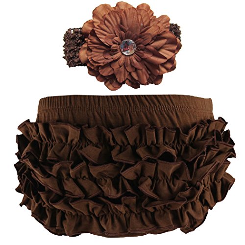 Wennikids Baby Girls' Cotton Ruffle Diaper Covers Headband Set - Multicolor