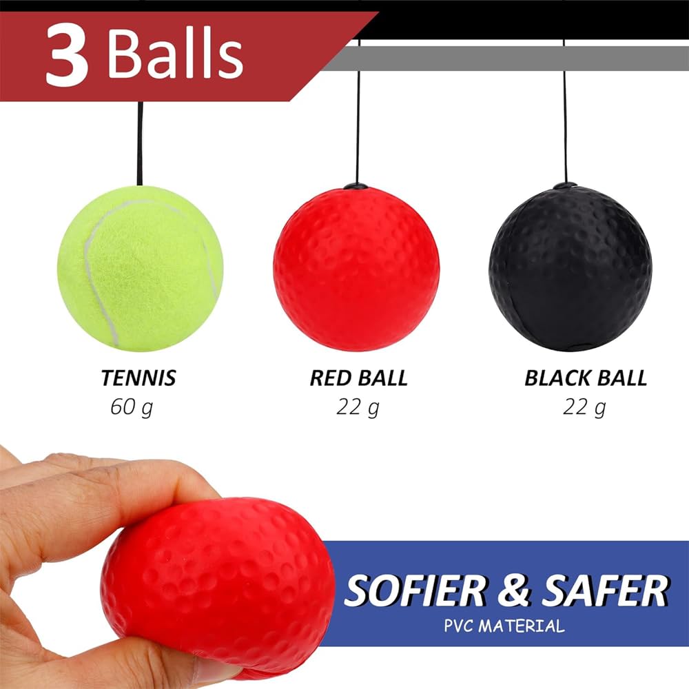 GüncelÇarşı Kafa Bandı Boks Antrenman Topu, Refleks Dövüş Topu, Speedball Boks Refleks Top Kafa Bandı ile Çocuklar Yetişkinler için Geliştirmek Göz-El Koordinasyonu 3 Adet Toplu