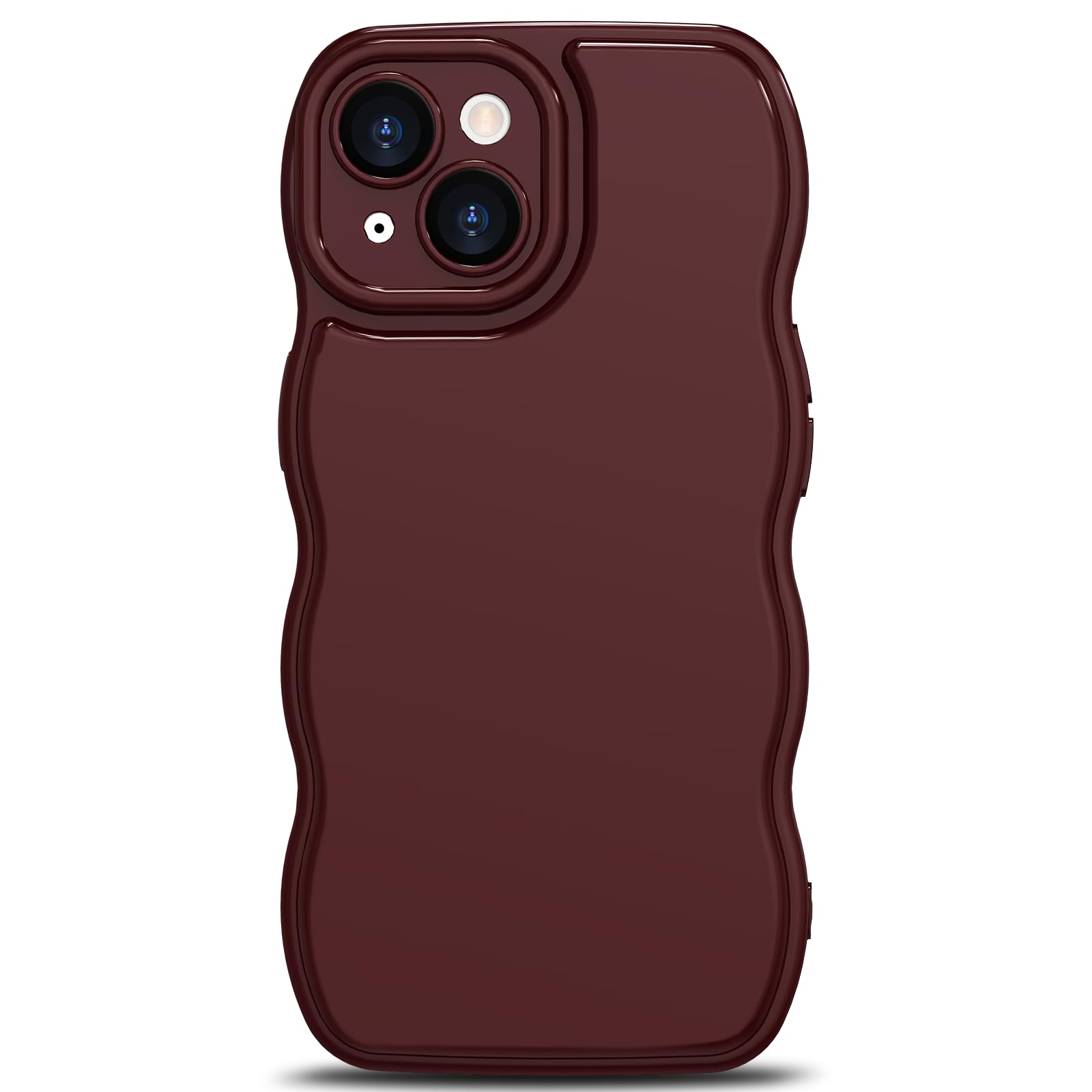 Anuck for iPhone 15 Plus Case Wave, Curly Frame Design for Women Girls, Cute Wavy Solid Color Aesthetic Phone Case Soft Flexible TPU Shockproof