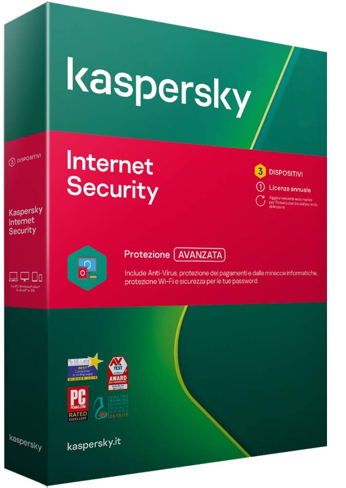 Kaspersky Internet Security 2021 | 3 Dispositivo | 1 Anno | PC / Mac / Android | Codice di attivazione via posta
