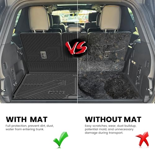 Image of LASFIT Floor Mat with Ford Expedition Max 7&8 Seats 2025 2026 2027 | Backrest Mat fit Lincoln Navigator,Costom Fit All Weather Protection TPE Easy Clean Cargo Liners,4pcs,Black