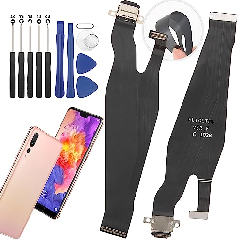 RongZy Conector de Carga Cable Flex de Pantalla Compatible con Huawei P20 Pro CLT-L29C USB Dock Conector de Repeusto con Cable Flex con Herramientas