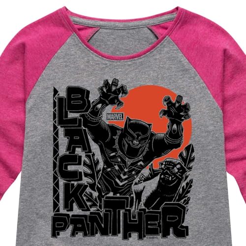 Marvel Black Panther - Linocut Style Print - Girls Toddler and Youth Shirt Tail Raglan3