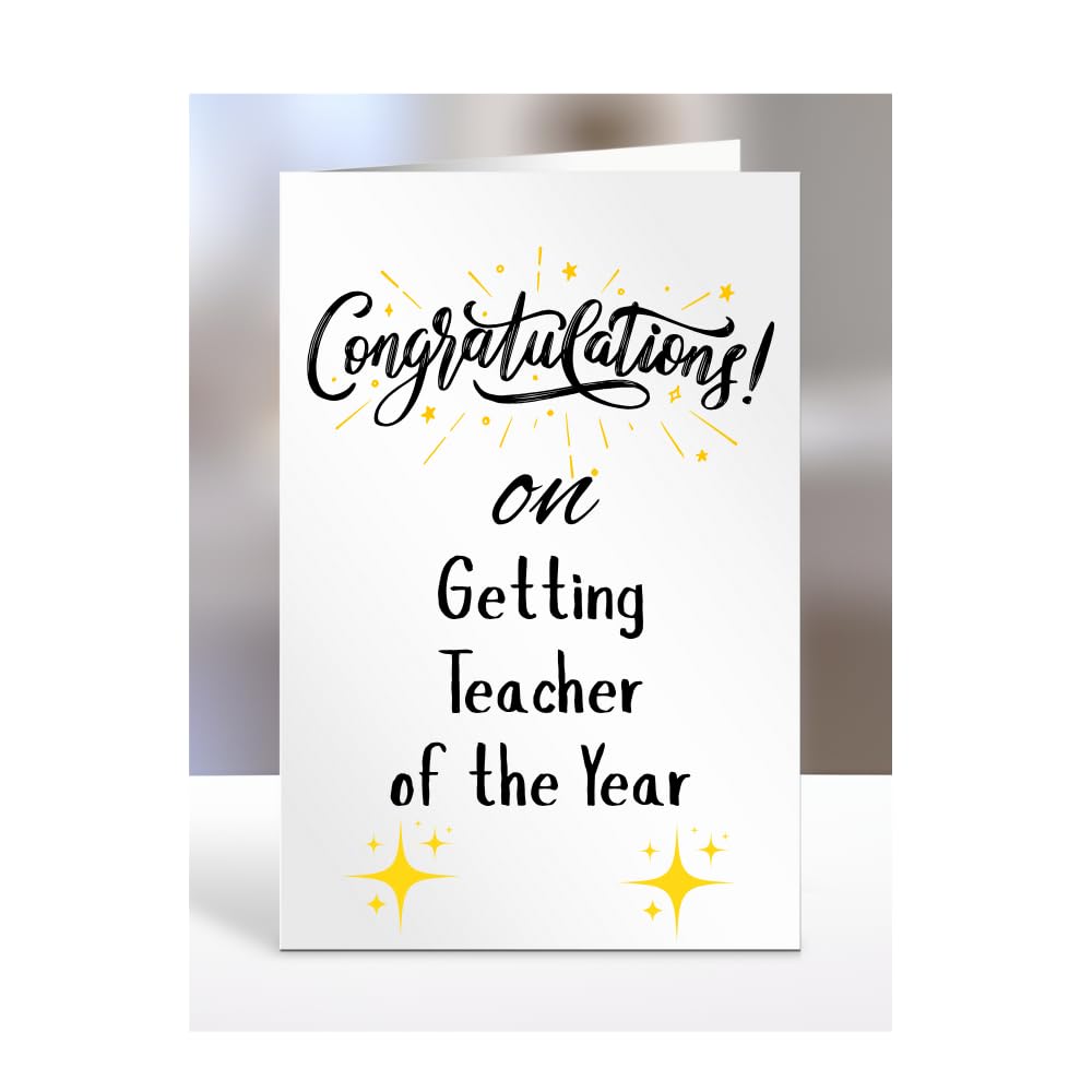 Congratulations on Getting Teacher of the Year Card, Gifts for Men or Women, Presents for Christmas, Greetings Card, Him, Her, Female, Male, A5-113_215 — image 1