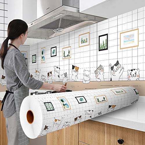 HANSHAN Entrepaños de cocina Fondo de Pantalla prueba de aceite Estufa impermeable etiqueta auto-adhesivo del gabinete de aluminio cajón extraíble etiqueta de la cocina Fondo de pantalla 118inch × 24