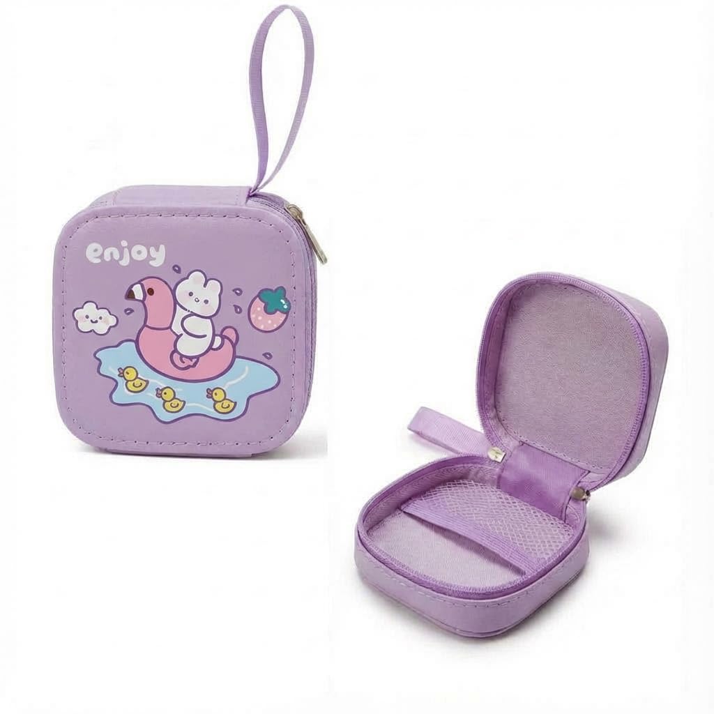 Square Coin Pouch for Kids – Cute Cartoon Design Mini Purse, Multipurpose Coins Pouch, Small Zipper Wallet for Kids & Girls, Kawaii Coin Bag (PurpleRandom-)-image-32