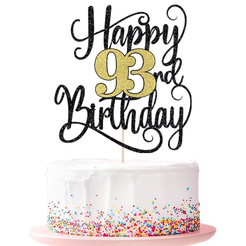 Ruscalin happy 93rd birthday cake topper,93 birthday party cake decorations