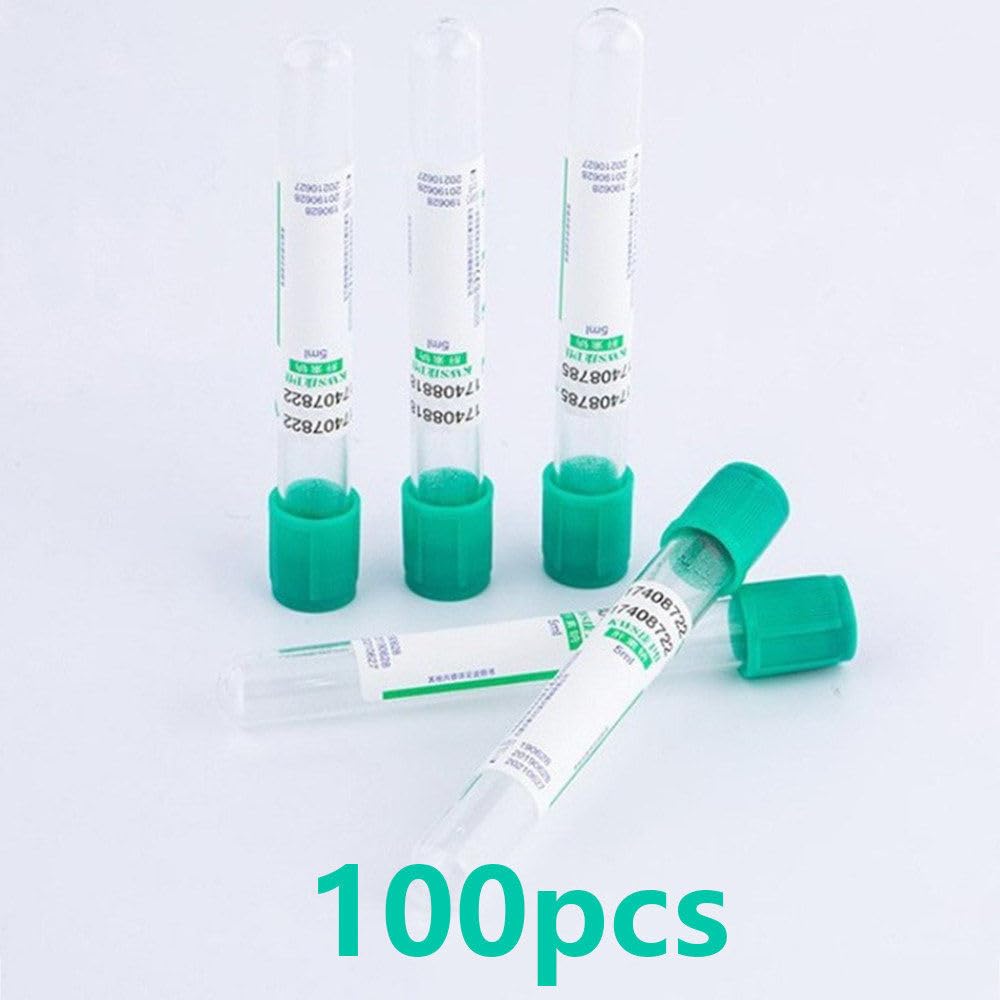Provette per Prelievo Del Sangue,Provette Monouso in Plastica per Prelievo Del Sangue,0,5/1 Ml,Confezione Da 100,Provette Viola Con Edta K2,Provette Verdi Con Eparina Di Litio,0.5ML-Green