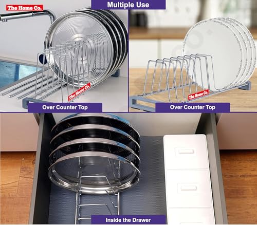 Image of The Home Co. Modular Kitchen Basket Plate Fixer /Tandem Box Drawer for Kitchen /Plate Organizer for Kitchen Cabinet /Plate Holder /Thali Stand - Saucer Rack for Kitchen (Thali Stand)