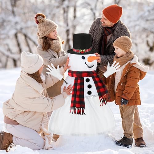Beipegin Schneemann Kostüm Damen,Kostüm Schneemann Tutu Rock Hut Schal Bommeln Karottennase Weihnachtskostüm Faschingskostüme Snowman Karneval Lustige Kostü