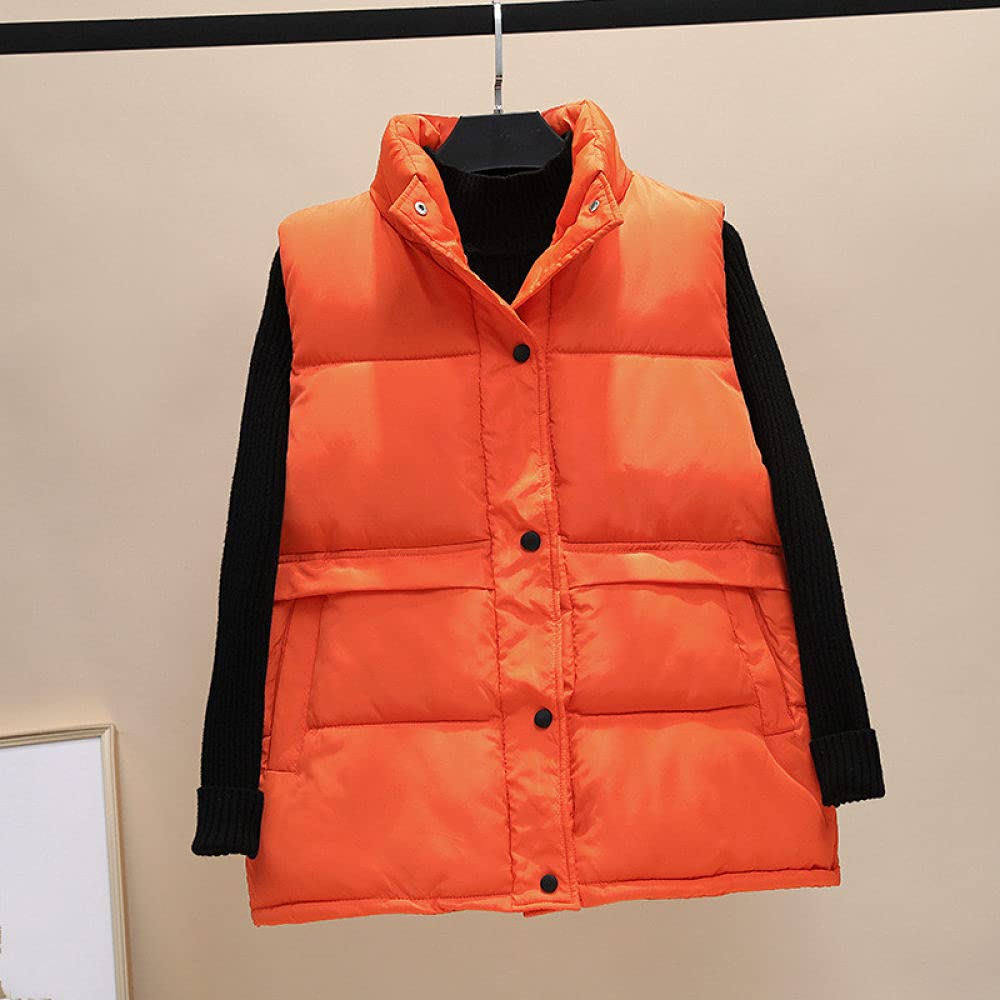 Chalecos Exteriores Para Mujer,Weste Damen Chaleco Acolchado Ligero Cuello Alto Chaleco Naranja Cálido Acolchado Casual Steppweste Abrigo De Invierno Sin Mangas Para Mujer Adolescente Oficina Depor