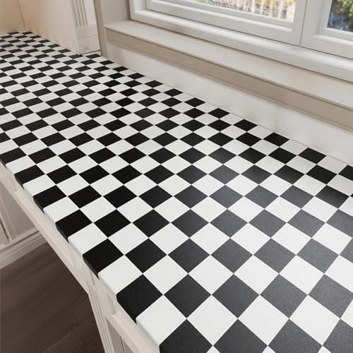 YENHOME Damier Papier Peint Adhesif Noir et Blanc 40x300cm Papier Peint Autocollant Damier Mural Imperméable Stickers Adhésif pour Meuble Salon Film Adhesif...