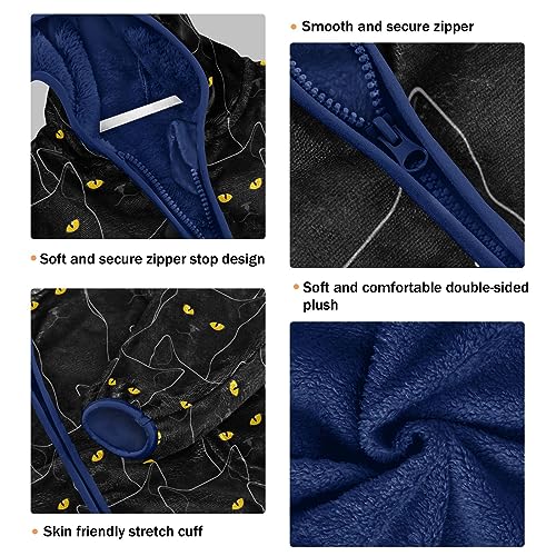 Black Cats Boys Fleece Hoody Jacket Zip Up Coat Warm Fall Winter Plush Jacket Long Sleeve Outerwear3