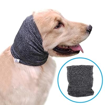 Pattepoint Dog Snood Dog Grooming Ear Muffs Noise Protection, Dog Neck and Ears Warmer Headwear for Comfort, Anxiety Relief and Calming Dog Ear Protectors, Pet Cat Dog Hoodie, Grey L