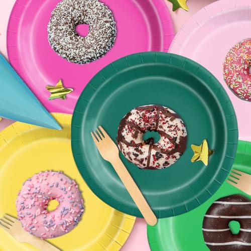Image of CMUSKO Flamingo Party Decorations - 60pcs Hot Pink Dark Green Plates and Napkins Set Summer Hawaiian Tropical Tableware for Birthday,Bachelorette Party