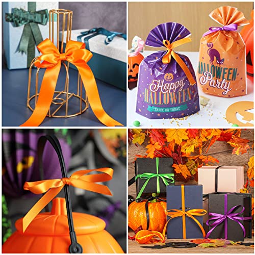 Orange Satin Ribbon 25mm x 22 Meters, Solid Colour Fabric Ribbon for Gift Wrapping, Crafting, Balloon, Sewing Project, Hair Bows, Bridal Bouquet, Wedding Favours Decoration - Image 4