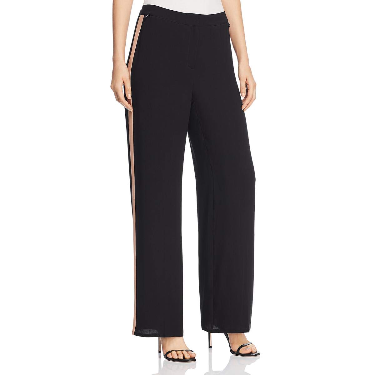Eileen Fisher Womens Georgette Crepe Casual Wide Leg Pants Black Petite 4P