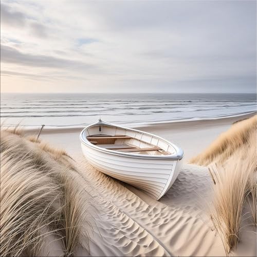 artissimo, Glasbild, 50x50cm, AG5568A, Strand und Meer: Dünenlandschaft III, Bild aus Glas, moderne...