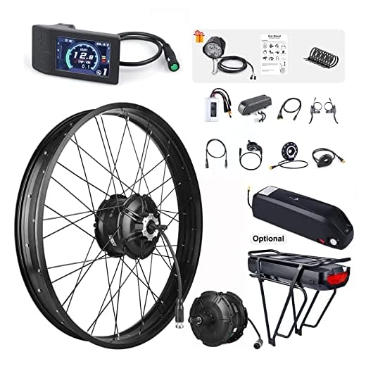 BAFANG 48V 1000W Rear Hub Motor : 26 Inch Fat Tire Electric Bike Conversion Kit with 48V 20Ah Shark Battery for Rear Cassette Wheel with 500C Display & PAS for 190mm Old