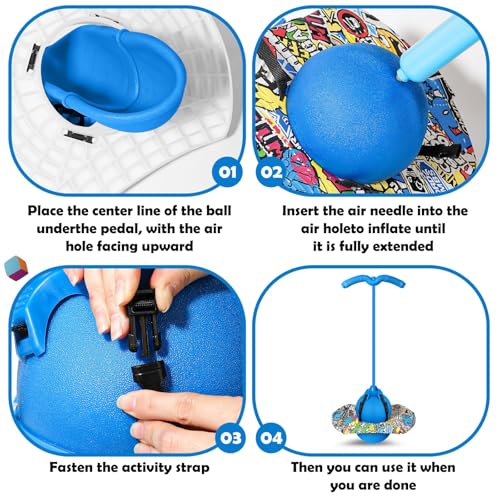 Christoy Pogo Ball with Handles for Kids & Adults, Balance Bounce Ball, Trick Board for Girls and Boys Ages 6 and up (Purple-Colourful) by Christoy - Image 4